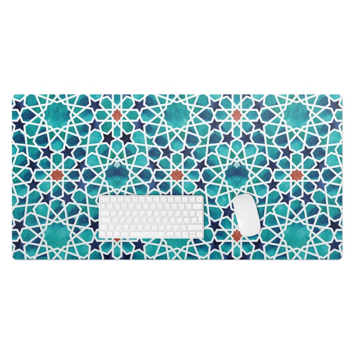 Mapa pentru birou, Wallfluent, Model geometric, Turcoaz, 100x50 cm, 010250300020100057052