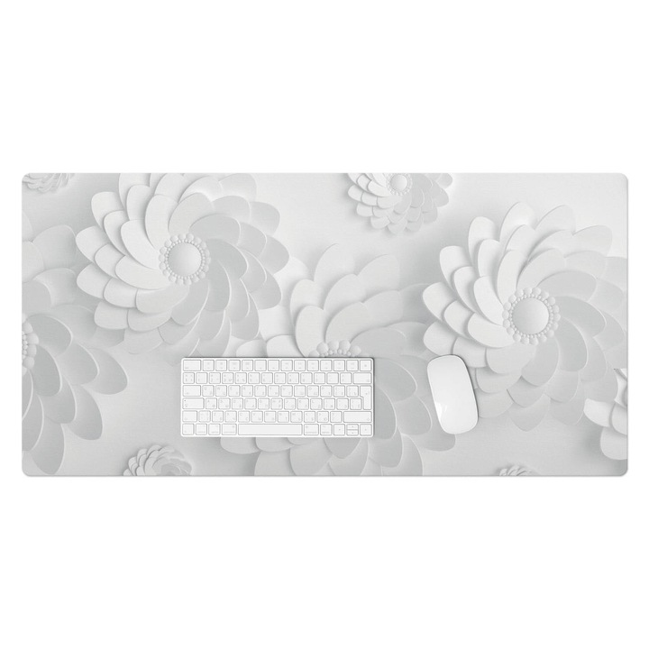 Mapa pentru birou, Wallfluent, Spirale florale, Alb, 100x50 cm, 010250300020100056587