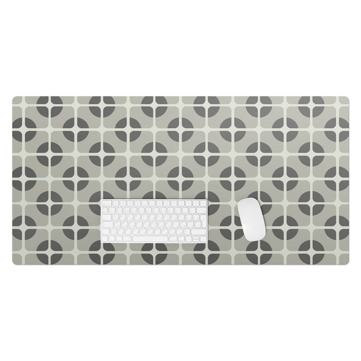 Mapa pentru birou, Wallfluent, Model retro geometric, Gri, 100x50 cm, 010250300020100057175