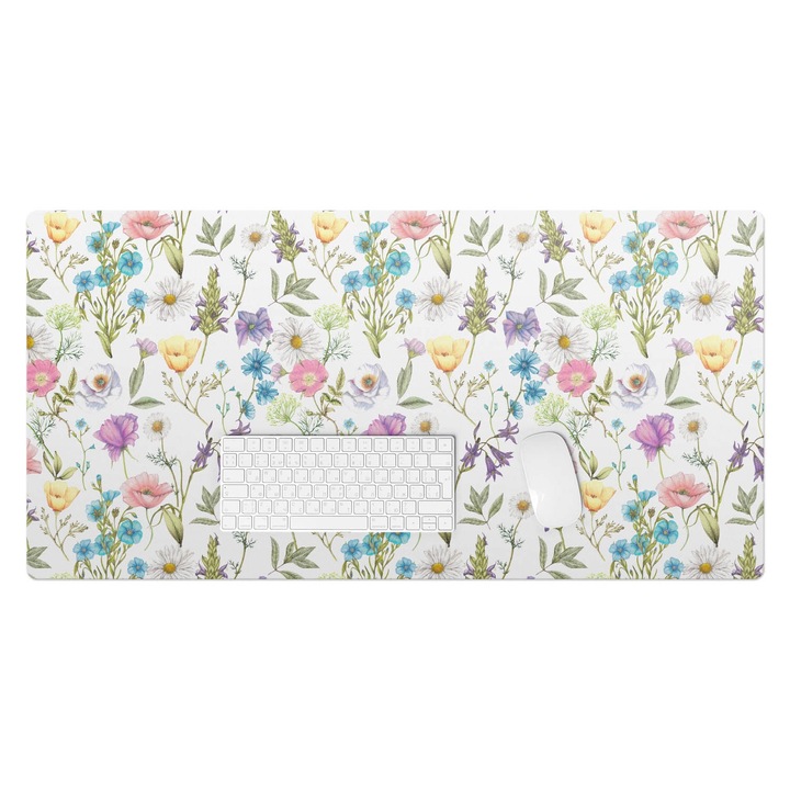 Mapa de birou, Wallfluent, Model vintage floral, Multicolor, 100x50 cm, 010250300020100045724