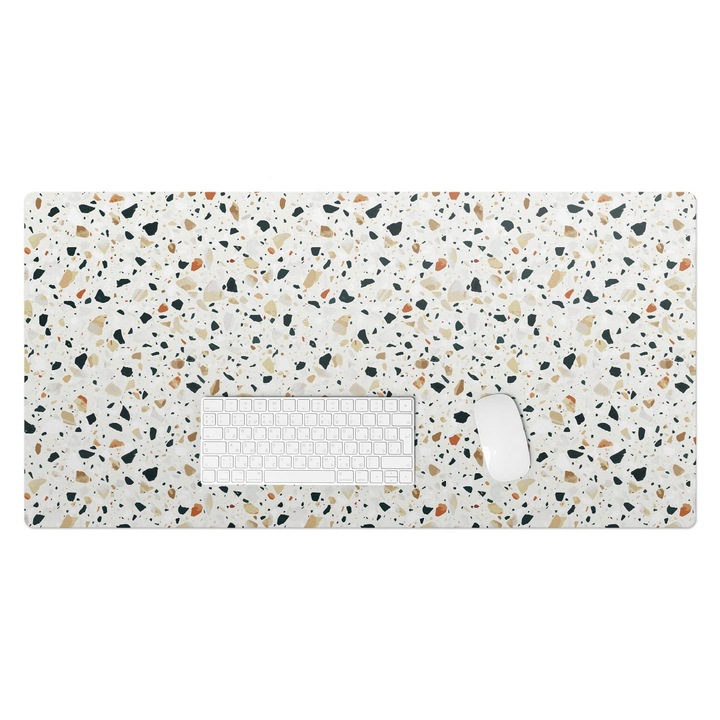 Protectie birou, Wallfluent, Model clasic de terrazzo, Alb, 100x50 cm, 010250300020100033537