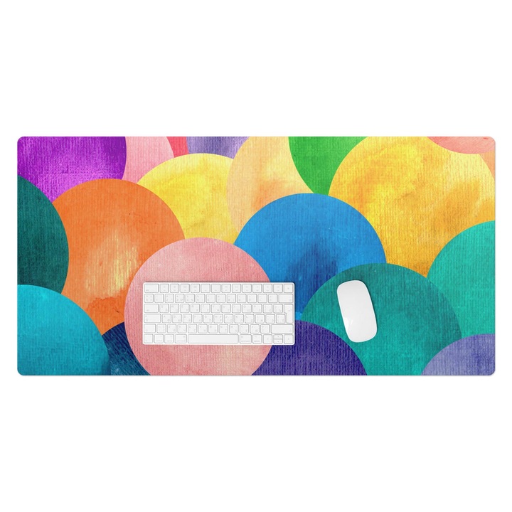 Protectie birou, Wallfluent, Cercuri colorate, Multicolor, 100x50 cm, 010250300020100075141