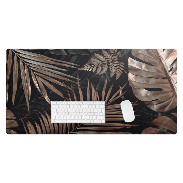 Mapa pentru birou, Wallfluent, Frunze tropicale, Maro, 100x50 cm, 010250300020100033999