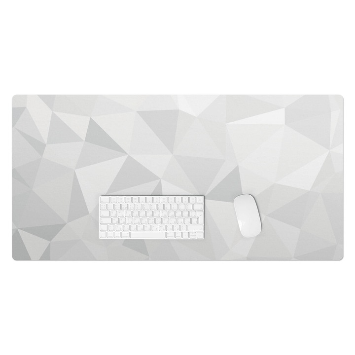 Mapa protectie birou, Wallfluent, Model geometric 3D, Alb, 100x50 cm, 010250300020100056580