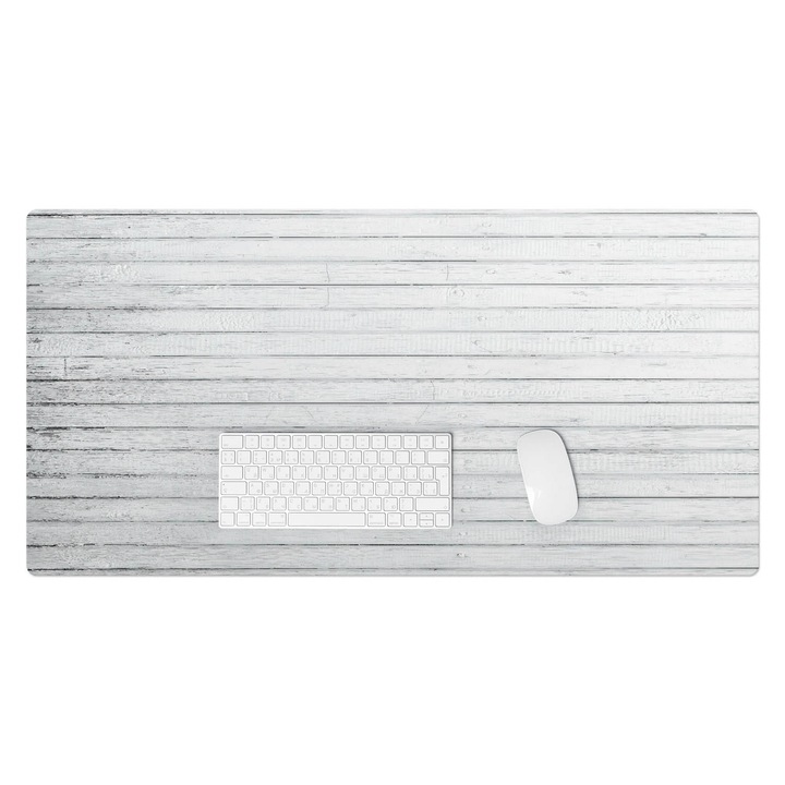 Mapa pentru birou, Wallfluent, Scanduri de lemn pe verticala, Alb, 100x50 cm, 010250300020100057125