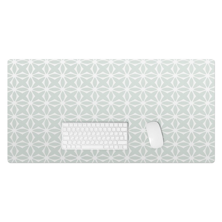 Íróasztal könyökalátét, Wallfluent, Geometrikus virágmintás, Szürke, 100x50 cm, 010250300020100057168