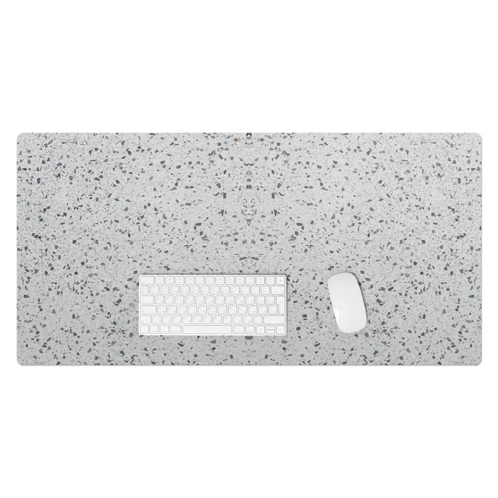 Íróasztal könyökalátét, Wallfluent, Terrazzo szimmetria, Szürke, 100x50 cm, 010250300020100057087