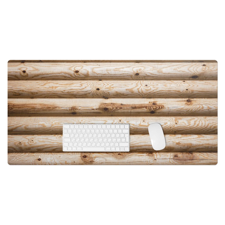 Mapa protectie birou, Wallfluent, Busteni de lemn pe rand, Bej, 100x50 cm, 010250300020100057122