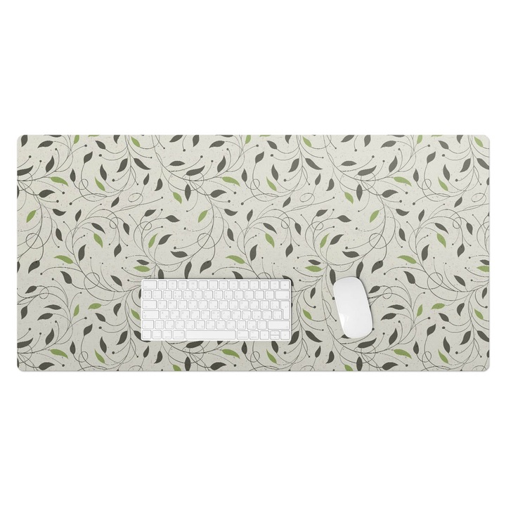 Mapa pentru birou, Wallfluent, Model de frunze de plante, Bej, 100x50 cm, 010250300020100033567