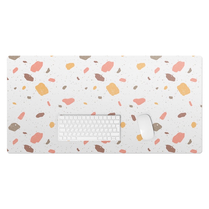 Irodai asztal alátét, Wallfluent, Pasztell terrazzo, Narancssárga, 100x50 cm, 010250300020100033536