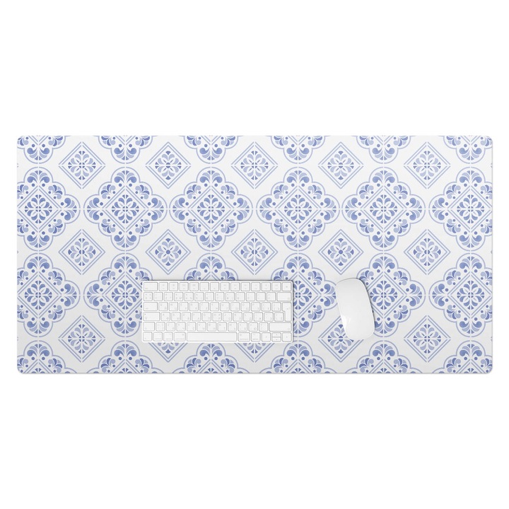 Mapa pentru birou, Wallfluent, Model retro geometric, Albastru, 100x50 cm, 010250300020100033416