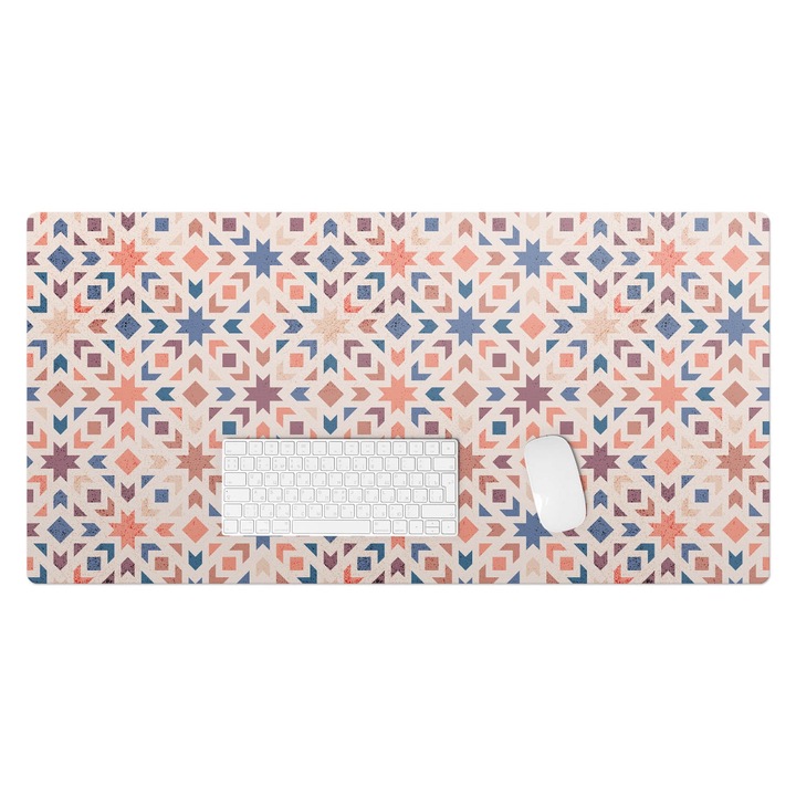 Mapa pentru birou, Wallfluent, Model retro geometric, Roz, 100x50 cm, 010250300020100033487