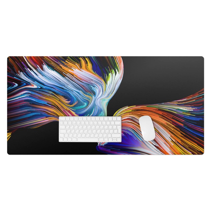 Mapa birou, Wallfluent, Fete colorate in miscare, Negru, 100x50 cm, 010250300020100075078