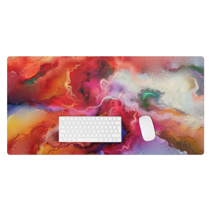 Mapa protectie birou, Wallfluent, Furtuna abstracta de culori, Rosu, 100x50 cm, 010250300020100074649