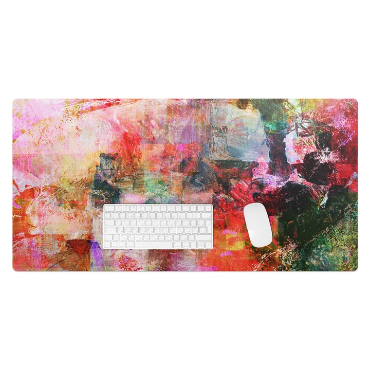 Mapa pentru birou, Wallfluent, Mozaic abstract, Rosu, 100x50 cm, 010250300020100074722