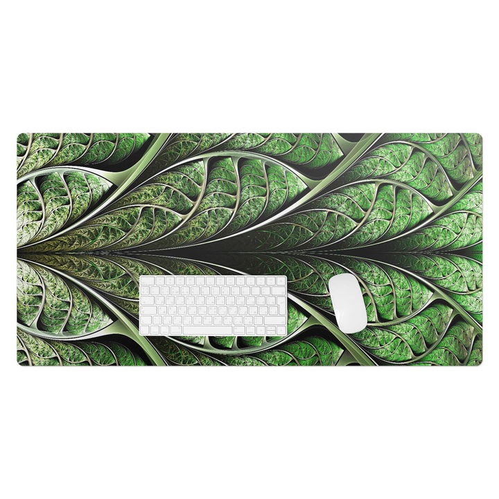 Mapa birou, Wallfluent, Fractal cu frunze, Verde, 100x50 cm, 010250300020100077181