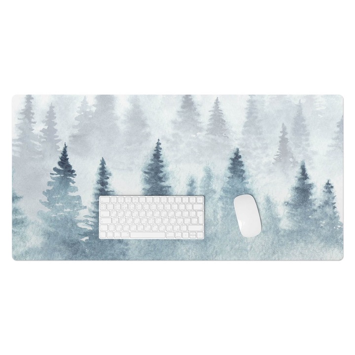 Mapa pentru birou, Wallfluent, Padure de ceata acuarela, Gri, 100x50 cm, 010250300020100075307