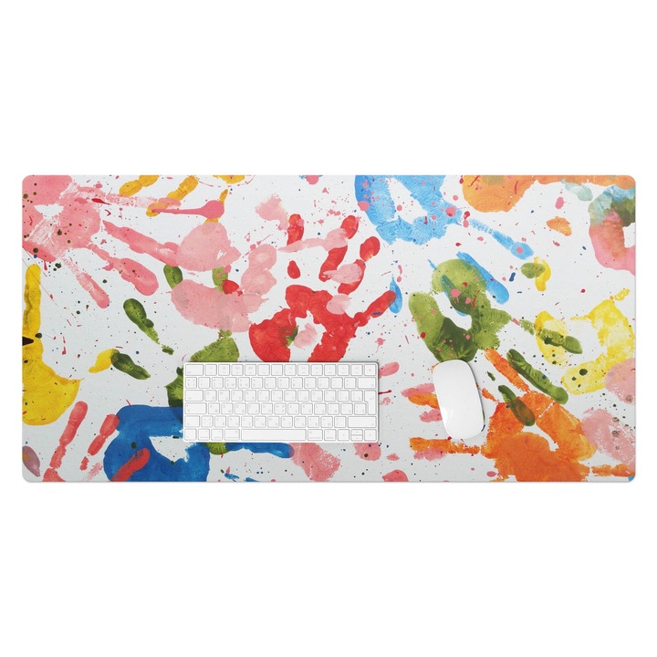 Mapa de birou, Wallfluent, Amprente colorate de maini, Multicolor, 100x50 cm, 010250300020100075134