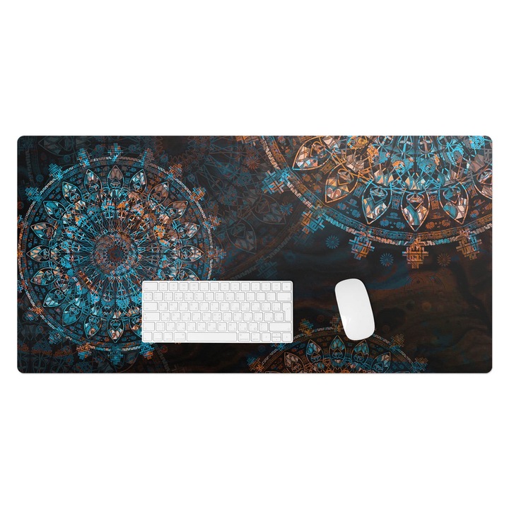 Mapa de birou, Wallfluent, Mandale geometrice, Negru, 100x50 cm, 010250300020100088476