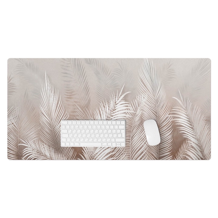 Mapa pentru birou, Wallfluent, Fundal frunze de palmier, Bej, 100x50 cm, 010250300020100088324