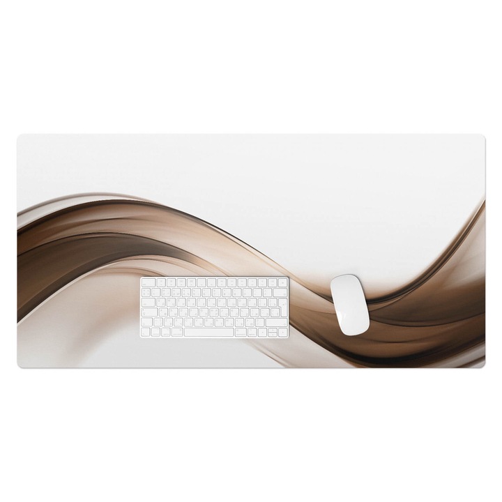 Protectie birou, Wallfluent, Linii ondulate de abstractie, Maro, 100x50 cm, 010250300020100088785