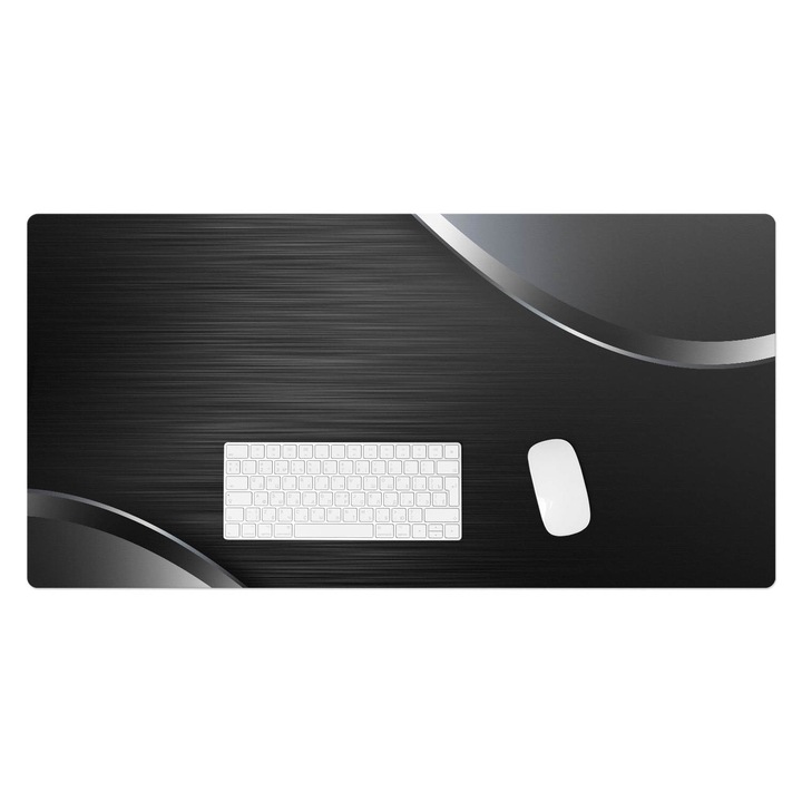 Mapa birou, Wallfluent, Unde metalice, Negru, 100x50 cm, 010250300020100274603