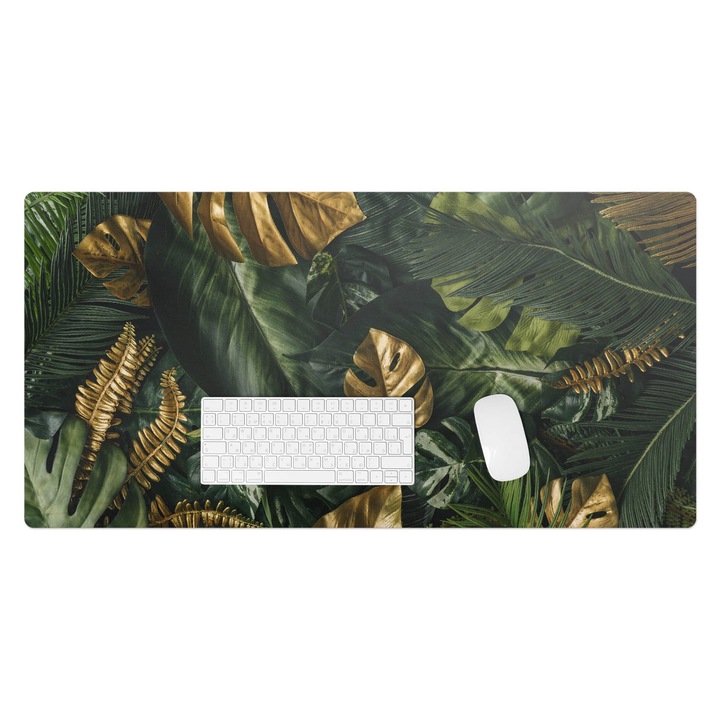 Mapa pentru birou, Wallfluent, Frunze tropicale, Verde, 100x50 cm, 010250300020100088555