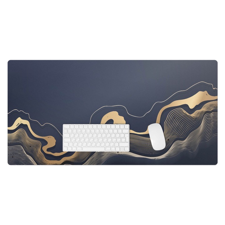 Mapa de birou, Wallfluent, Valuri de abstractizare, Bleumarin, 100x50 cm, 010250300020100273958