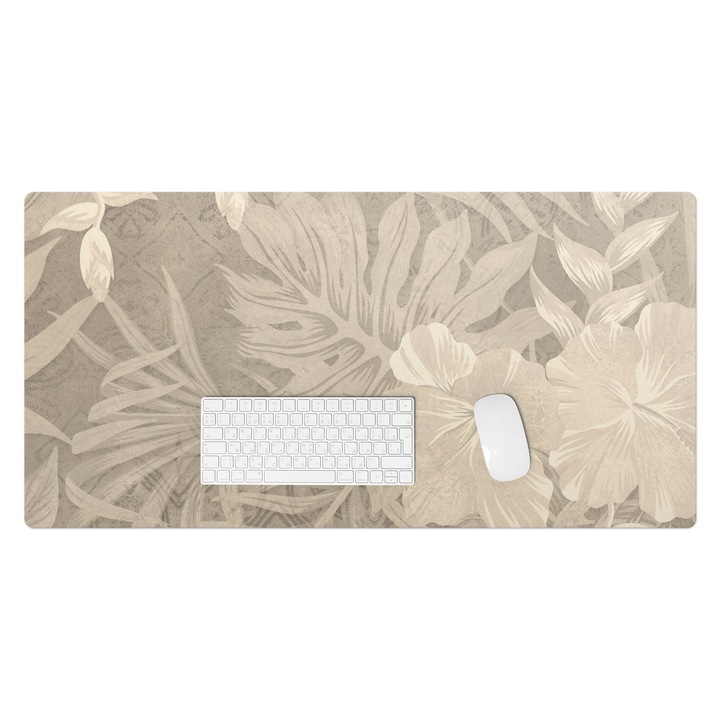 Mapa de birou, Wallfluent, Frunze tropicale retro, Bej, 100x50 cm, 010250300020100282662