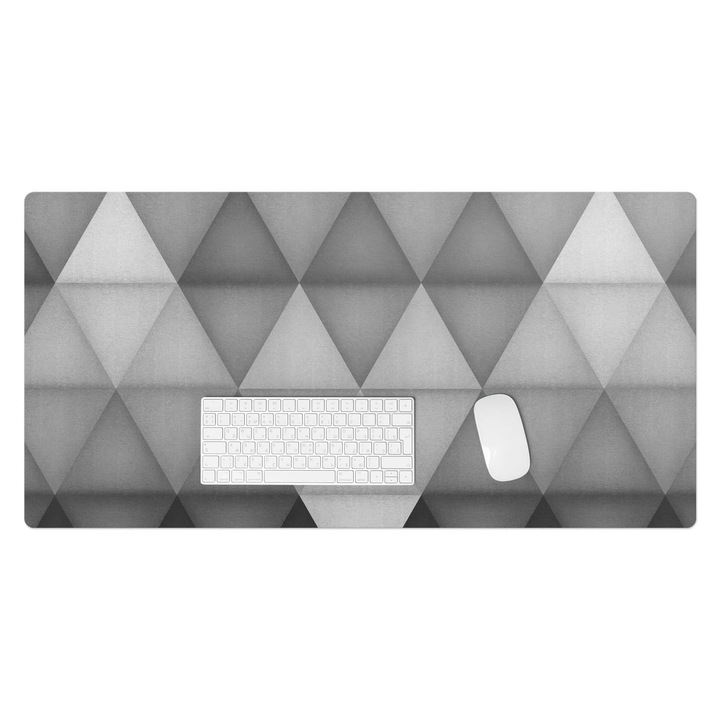 Irodai asztal alátét, Wallfluent, Geometriai háromszögek, Szürke, 100x50 cm, 010250300020100282509