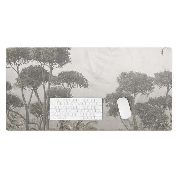 Mapa birou, Wallfluent, O padure tropicala subtila, Gri, 100x50 cm, 010250300020100282669