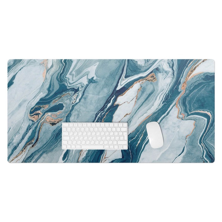 Mapa pentru birou, Wallfluent, Valuri de marmura, Albastru, 100x50 cm, 010250300020100281913