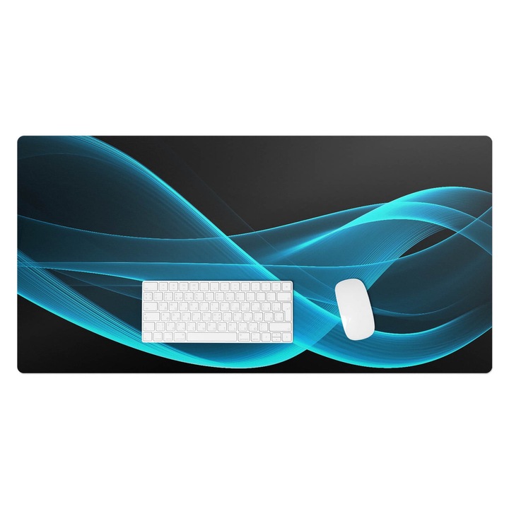 Mapa birou, Wallfluent, Unde luminoase, Turcoaz, 100x50 cm, 010250300020100274335