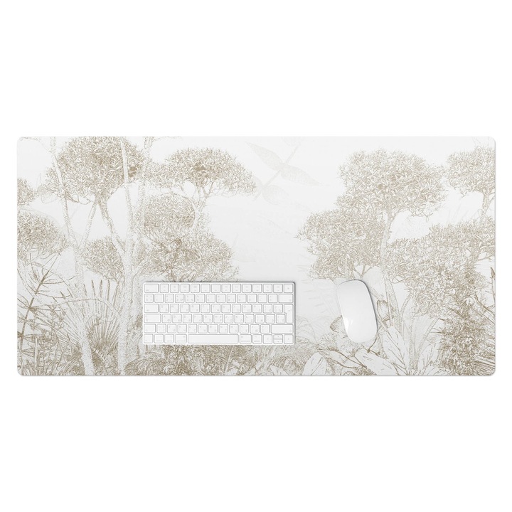 Protectie birou, Wallfluent, Copaci tropicali delicati, Bej, 100x50 cm, 010250300020100282762