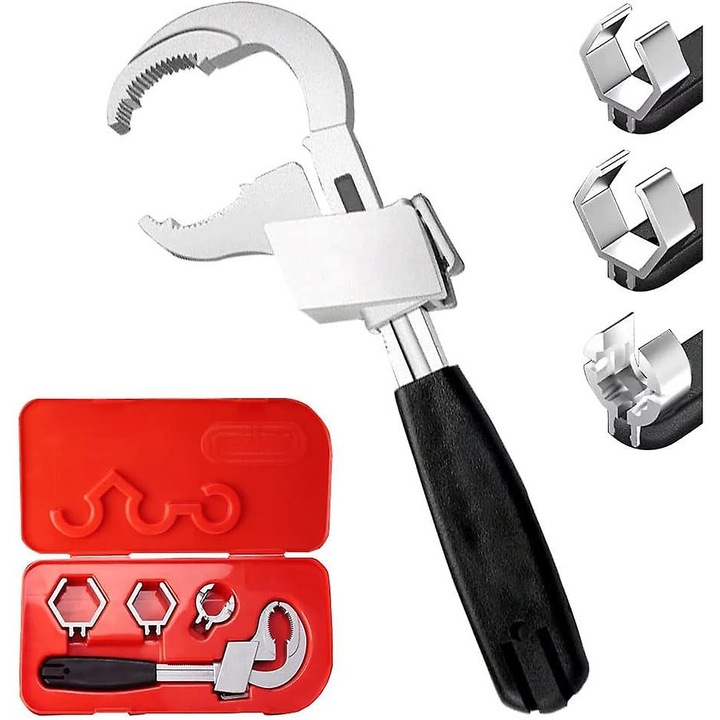 Cheie ajustabila dubla pentru reparatii sanitare, 270mm, deschidere maxima 80mm, aluminiu, set