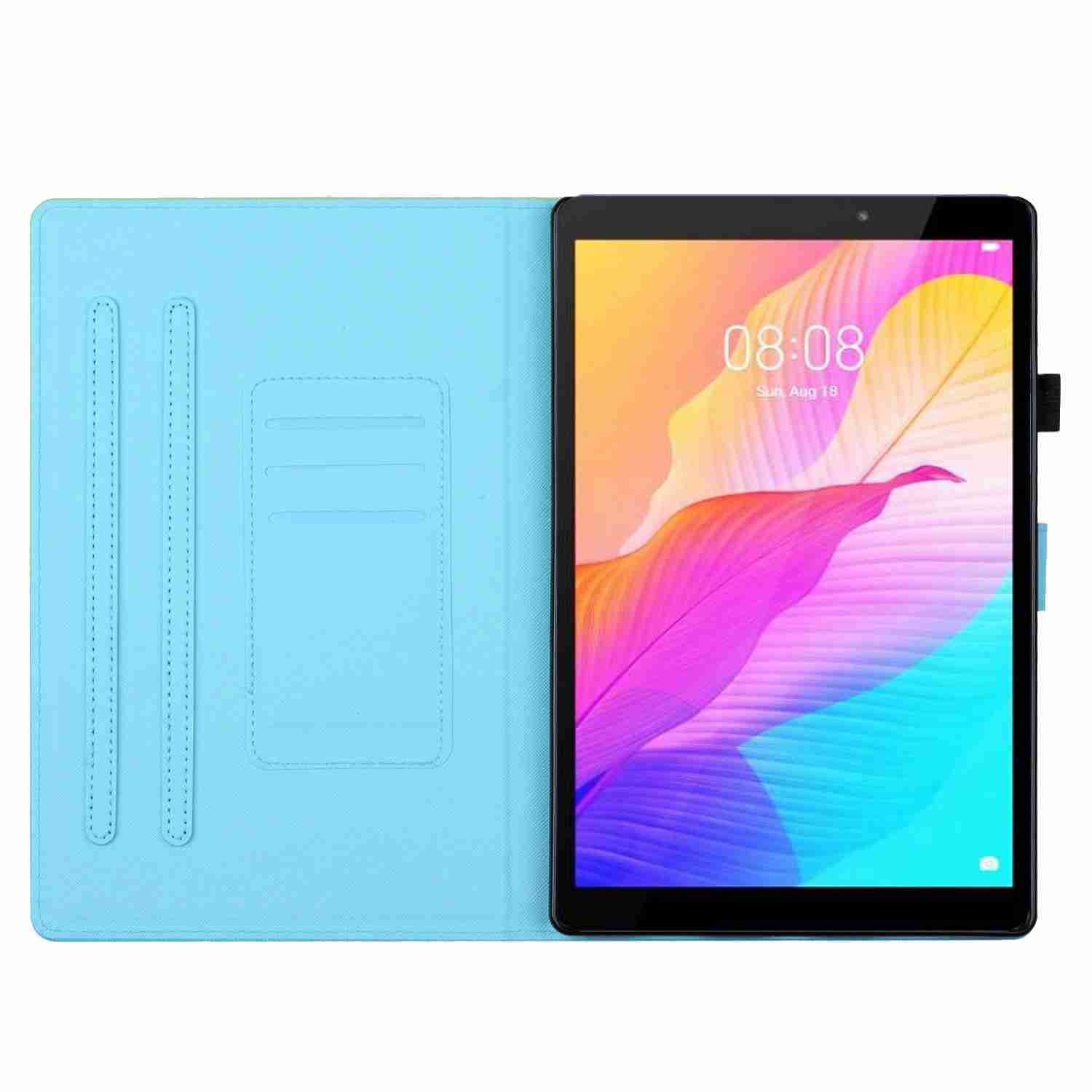 Husa tableta pentru Huawei MatePad T10s / T10, piele cu model pictat si cusaturi, capac magnet, protectie completa, compatibila cu Huawei MatePad T10s / T10, model „lup colorat”