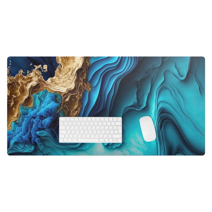 Mapa pentru birou, Wallfluent, Abstractii sovaitoare, Albastru, 100x50 cm, 010250300020100282561