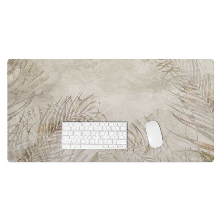 Mapa pentru birou, Wallfluent, Fundal cu frunze delicate, Bej, 100x50 cm, 010250300020100282665