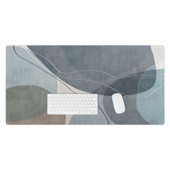 Mapa birou, Wallfluent, Valuri abstracte, Albastru, 100x50 cm, 010250300020100282728