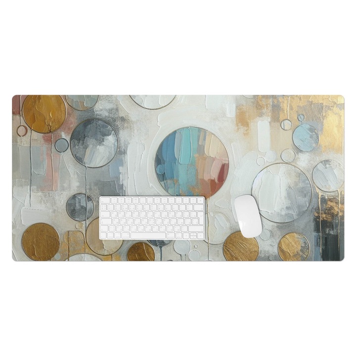 Mapa de birou, Wallfluent, Cercuri abstracte, Albastru, 100x50 cm, 010250300020100282723