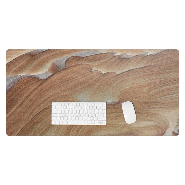 Íróasztal könyökalátét, Wallfluent, Hullámos kő minták, Barna, 100x50 cm, 010250300020100282804