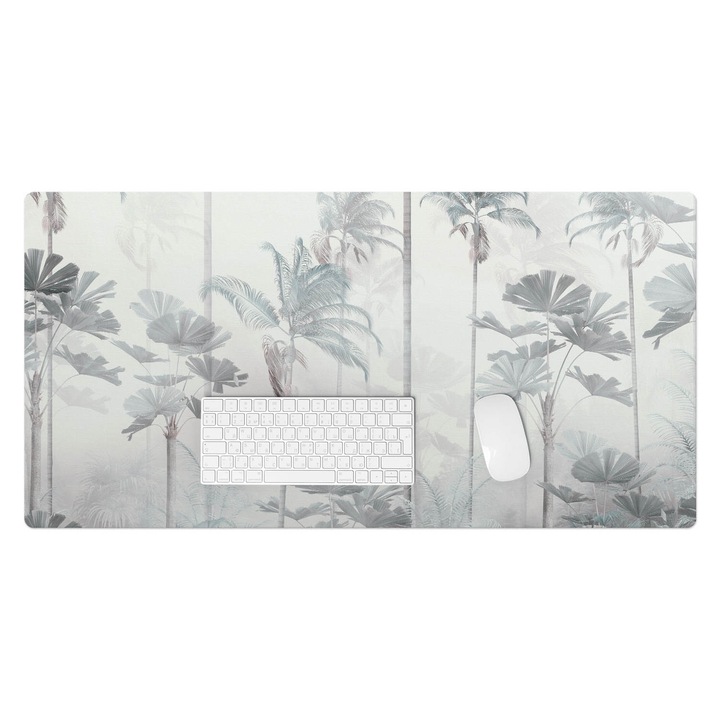 Irodai asztal alátét, Wallfluent, Finom dzsungel, Szürke, 100x50 cm, 010250300020100282777