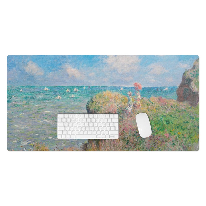 Mapa birou, Wallfluent, Peisaj maritim cu stanca, Albastru, 100x50 cm, 010250300020100282722