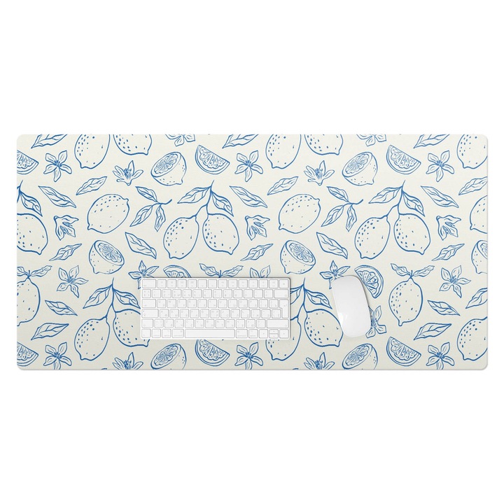 Mapa pentru birou, Wallfluent, Model retro de lamaie, Albastru, 100x50 cm, 010250300020100282791