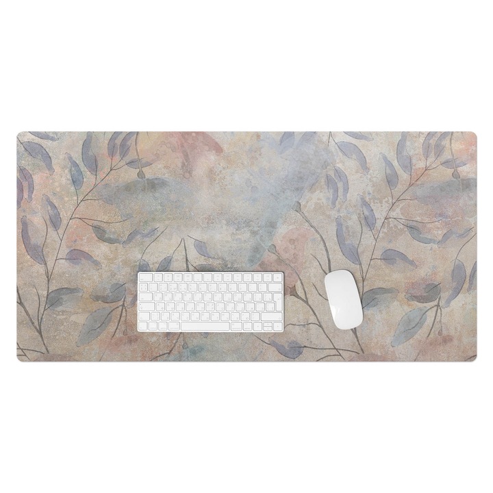 Mapa protectie birou, Wallfluent, Fundal cu frunze delicate, Bej, 100x50 cm, 010250300020100282757