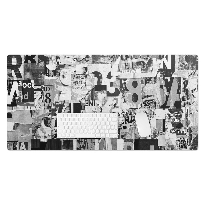 Mapa de birou, Wallfluent, Colaj de litere si cifre, Multicolor, 100x50 cm, 010250300020100282852