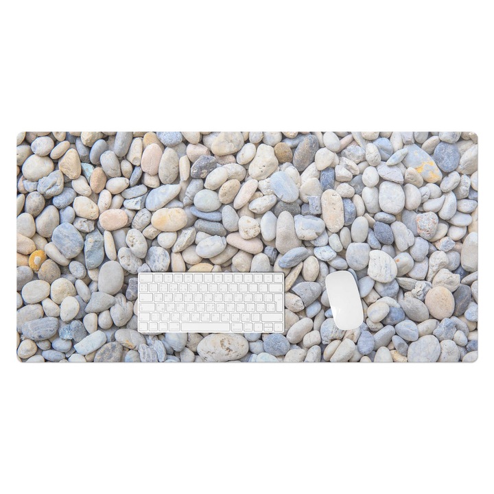 Mapa birou, Wallfluent, Pietre pe plaja, Gri, 100x50 cm, 010250300020100282803