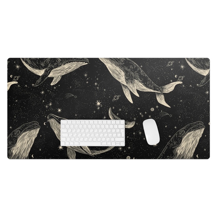 Mapa pentru birou, Wallfluent, Balenele in spatiu, Multicolor, 100x50 cm, 010250300020100282862