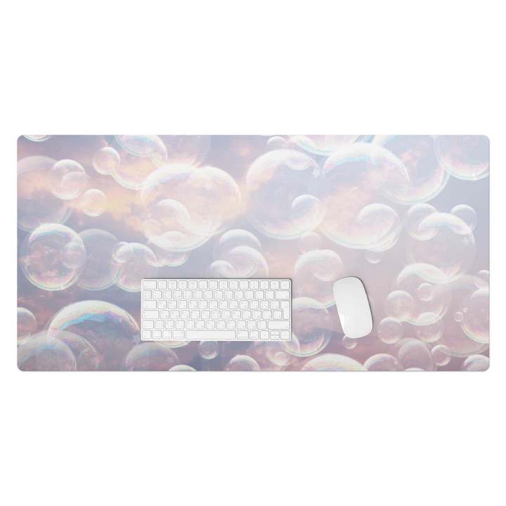 Mapa birou, Wallfluent, Baloane de sapun in nori, Violet, 100x50 cm, 010250300020100282857