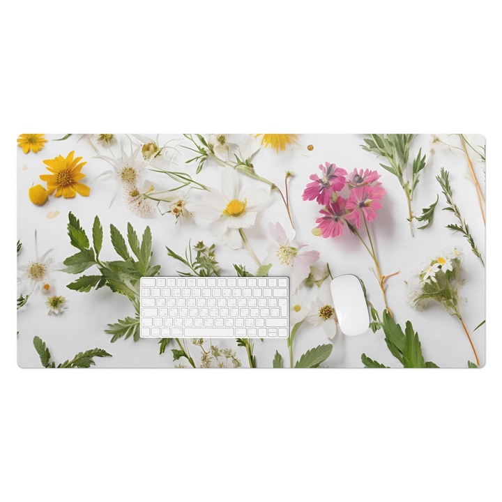 Mapa de birou, Wallfluent, Flori si frunze, Verde, 100x50 cm, 010250300020100282816